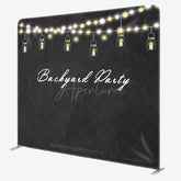 Aperturee - Aperturee Black Lighted Backyard Party Square Tension Backdrop